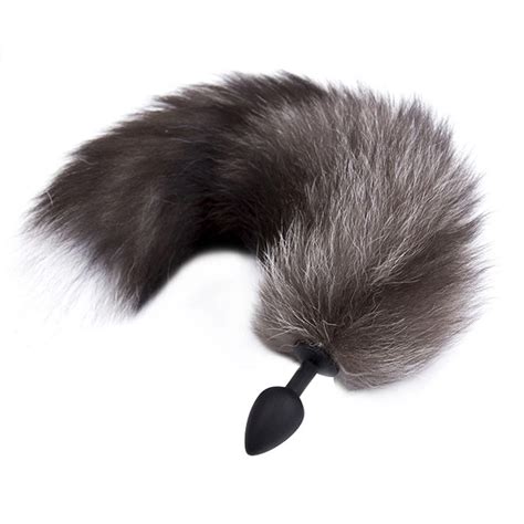 black tail butt plug|Black Fox Real Fur Tail Plug – CrystalDelights